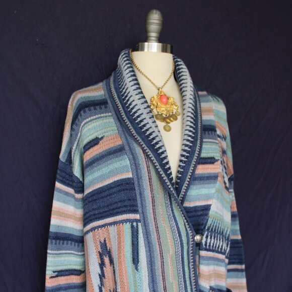 RALPH LAUREN POLO wrap serape blanket Aztec southwestern Cardigan Sweater RRL M - Picture 5 of 10